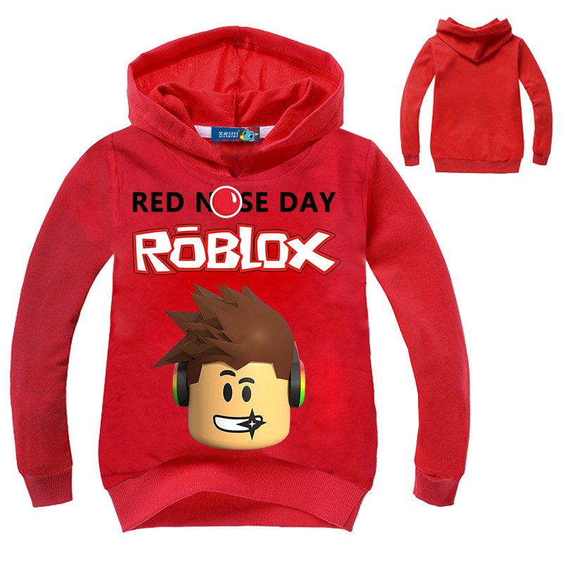 Kids Cartoon Roblox Red Nose Day Pullover Hooded Sweatshirt Cotton - roblox long sleeve childrens shirt t shirt cartoon solid