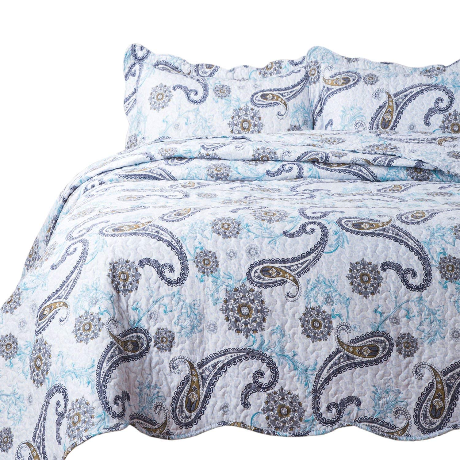 Hypoallergenic Microfiber Quilt Coverlet Bedspread Set For Sale In